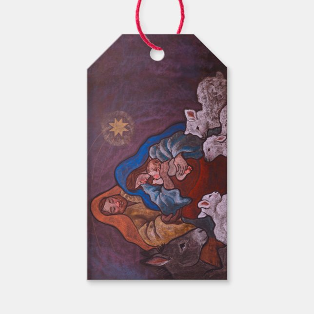 Julpresent-etikett för julkrubba presentetikett (Framsidan)