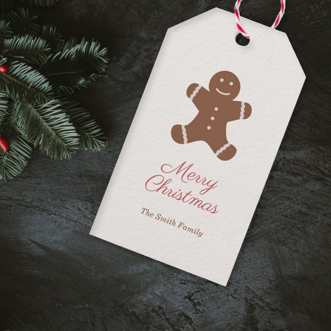 Julpresent Etikett för Pepparkaksgubbe (Christmas Gingerbread Man Gift Tag)