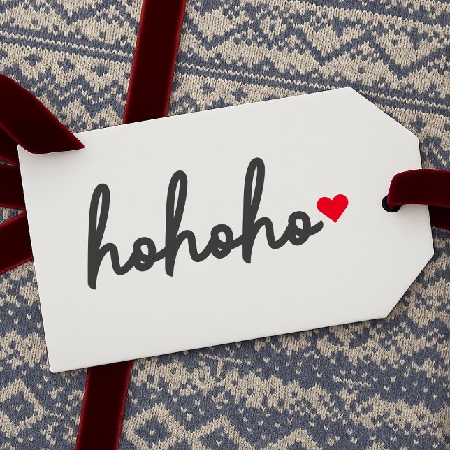 Julpresent-etiketter | Ho Ho Ho Julhjärta Presentetikett (Minimalist holiday gift tags with playful handwritten typography for festive, stylish wrapping)