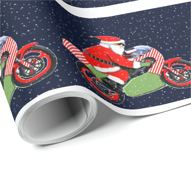 Julpresent för motorcykelåkare presentpapper (Rullad Hörn)