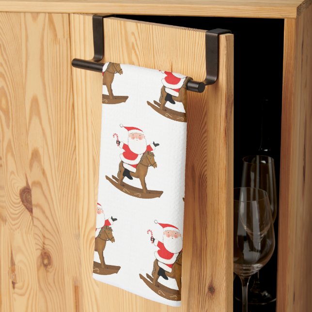 Julpresent för ryttare kökshandduk (Thirds Fold)