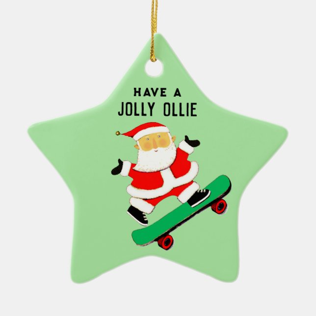 Julpresent för skateboard julgransprydnad keramik (Framsidan)