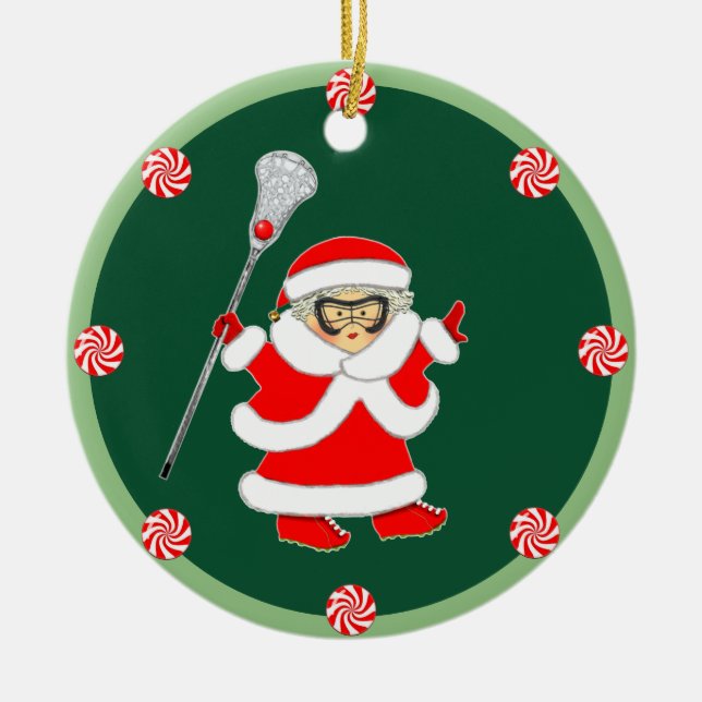 Julpresent för tjejers lacrosse julgransprydnad keramik (Framsidan)