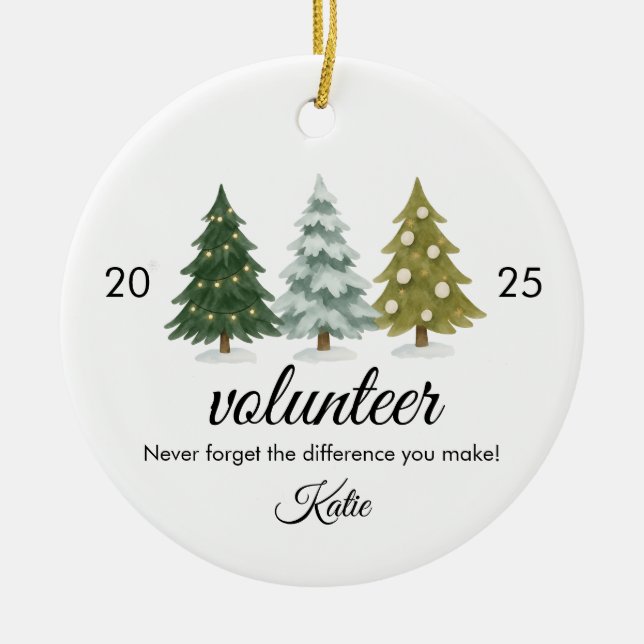Julpresent för volontär, volontärprydnad julgransprydnad keramik (Framsidan)