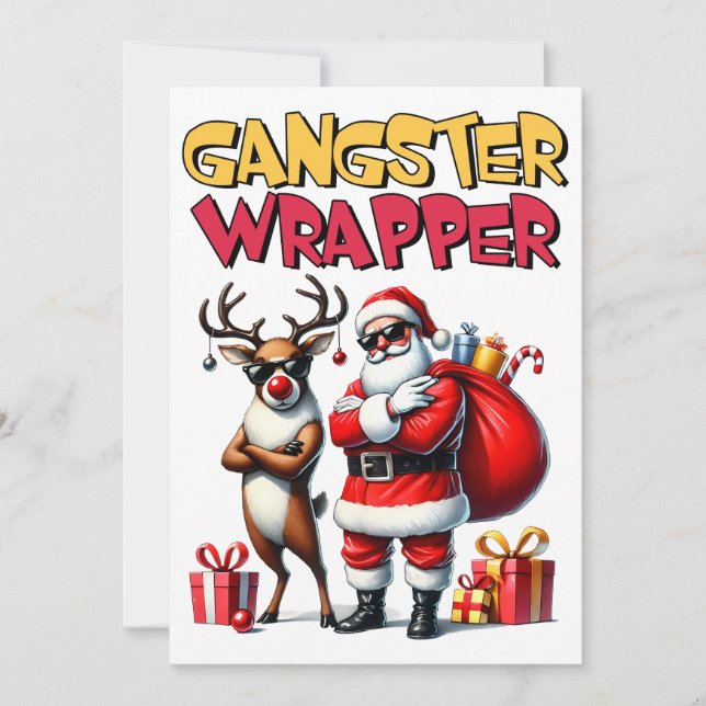Julpresent Gangster Inpackad Julkort (Framsida)