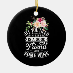 Julpresent God vän och lite vin Julgransprydnad Keramik