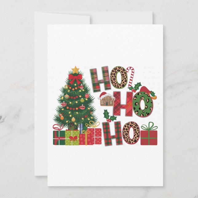 Julpresent Ho Ho Ho Inbjudningar (Framsida)