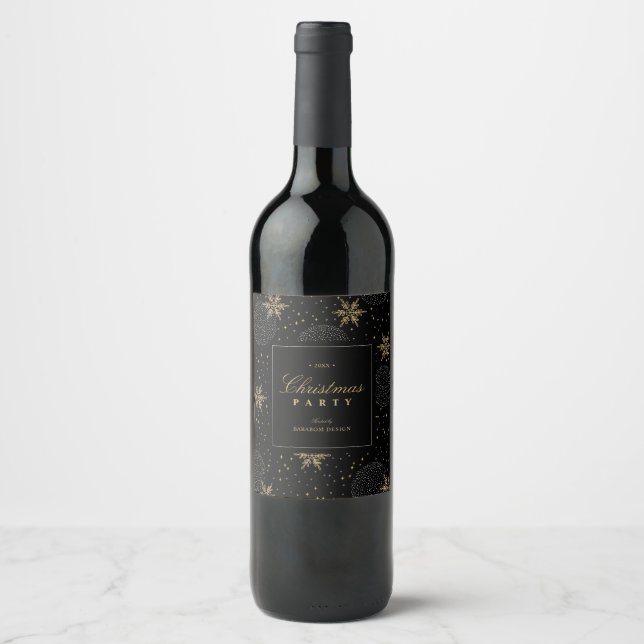 Julpresent Holiday Party Favor Vinetiketter Vinflaska Etikett (Framsida)