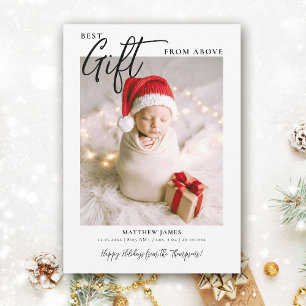 Julpresent Kalligrafi Modern Söt Bebis Foto Julkort