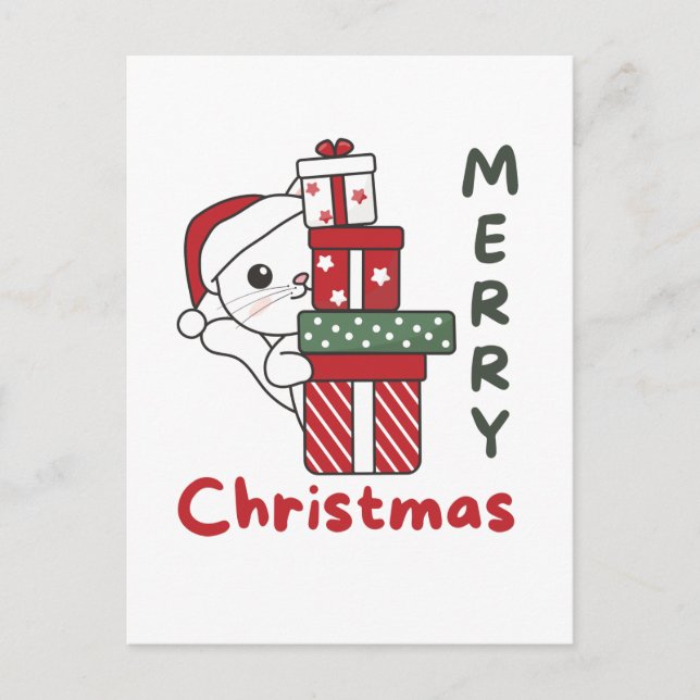 Julpresent katt juldjur katter helg vykort (Framsida)