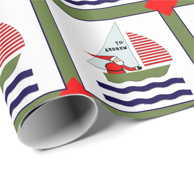 Julpresent med nautisk julmotiv presentpapper (Rullad Hörn)