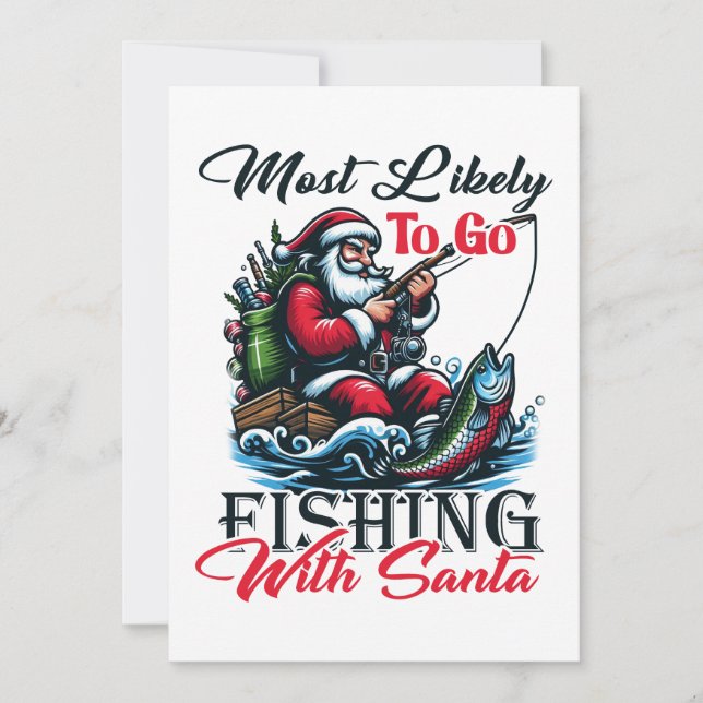 Julpresent Mest sannolikt att fiska med tomten Inbjudningar (Framsida)