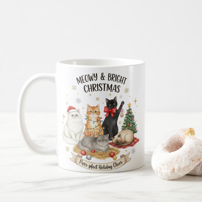 Julpresent Mug för kattälskare Kaffemugg (Med munk)