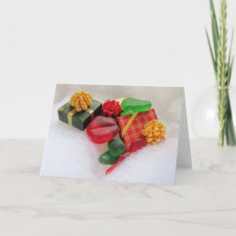 Julpresent och havsglas kort