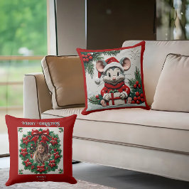 Julpresent och mus kastkudde kudde