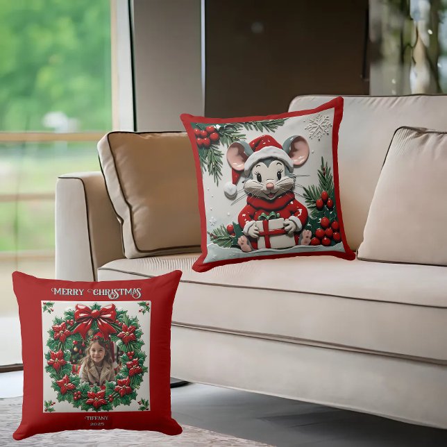 Julpresent och mus kastkudde kudde (Skapare uppladdad)