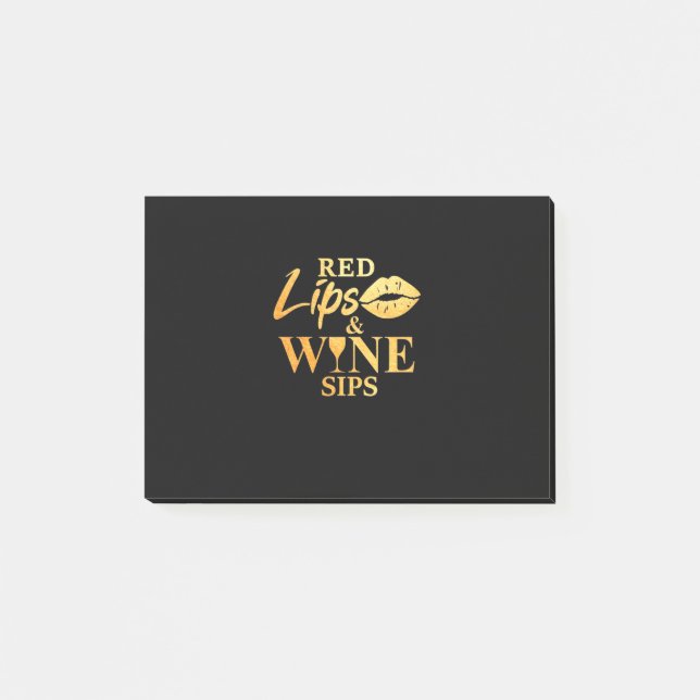 Julpresent | Röda läppar och vinsipsar Post-it Block (Framsida)