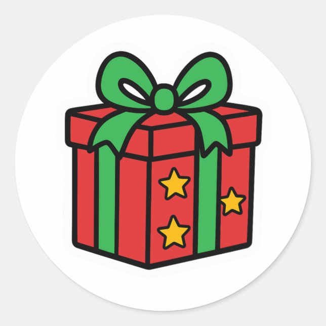 Julpresent Runt Klistermärke (Framsida)