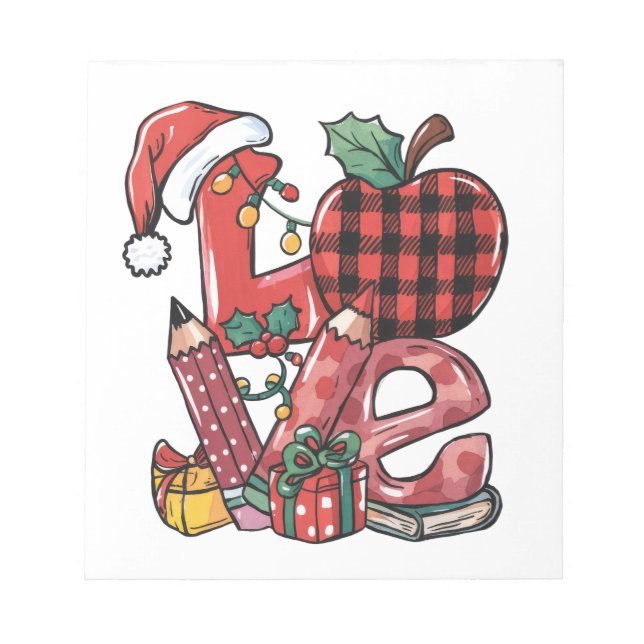 Julpresent till lärare | God Jul Kärlek Anteckningsblock (Framsida)