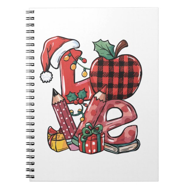 Julpresent till lärare | God Jul Kärlek Anteckningsbok (Framsidan)