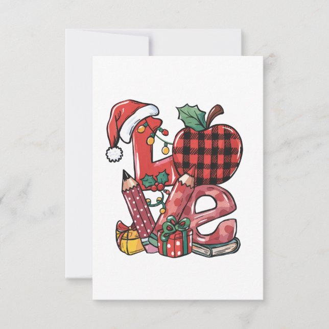 Julpresent till lärare | God Jul Kärlek Anteckningskort (Framsida)