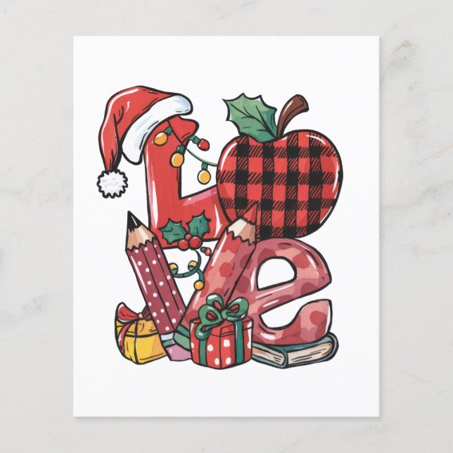 Julpresent till lärare | God Jul Kärlek Flygblad (Framsidan)