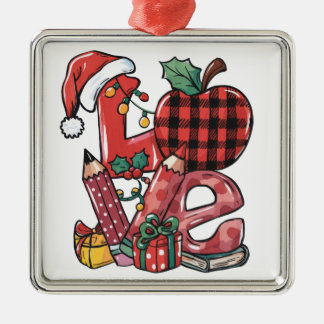 Julpresent till lärare | God Jul Kärlek Julgransprydnad Metall