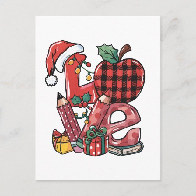 Julpresent till lärare | God Jul Kärlek Vykort (Framsida)