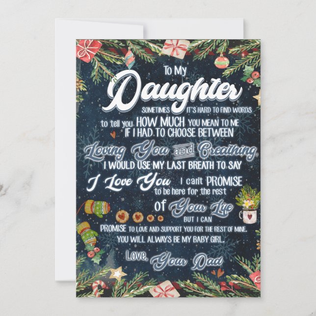 Julpresent till min dotter, jull brev till dotter julkort (Framsida)