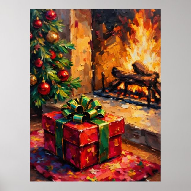 Julpresent vid brasan poster (Framsidan)