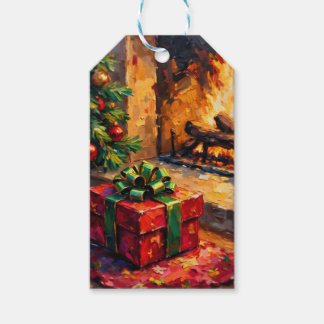 Julpresent vid brasan presentetikett