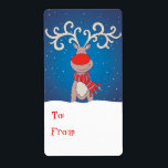 Julpresentblått märkre (till och från) fraktsedel<br><div class="desc">Cute illustrerade julklappsetiketter. Anpassade med ert eget namn. Illustration av Sarah Trett.</div>