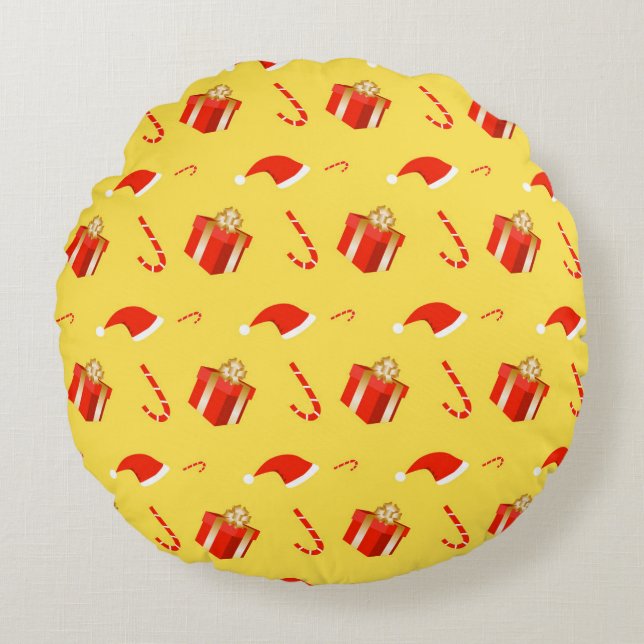 Julpresentboxen Santa candy cane Rund Kudde (Framsidan)