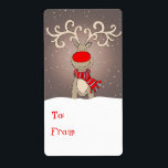 Julpresentens märkre grått (till och från) fraktsedel<br><div class="desc">Cute illustrerade julklappsetiketter. Anpassade med ert eget namn. Illustration av Sarah Trett.</div>