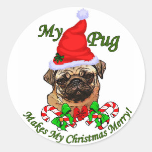 Julpresenter för Pug Älskare Runt Klistermärke