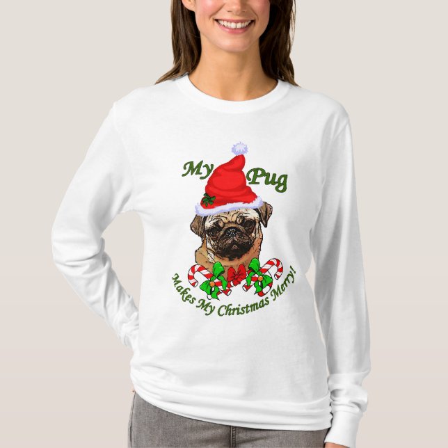 Julpresenter för Pug Älskare T-shirt (Framsida)