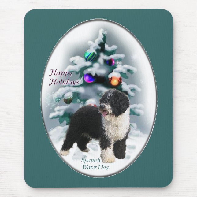 Julpresenter för spanska Vatten Hund Musmatta (Framsidan)