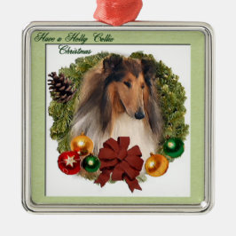 Julpresenter i rå Collie Julgransprydnad Metall
