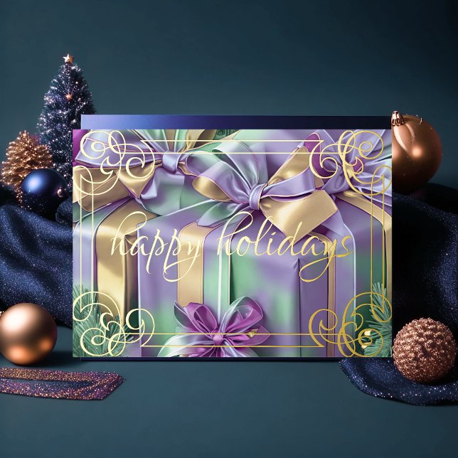 Julpresenter Lavendel Lila Mint Färg Helgkort (Skapare uppladdad)
