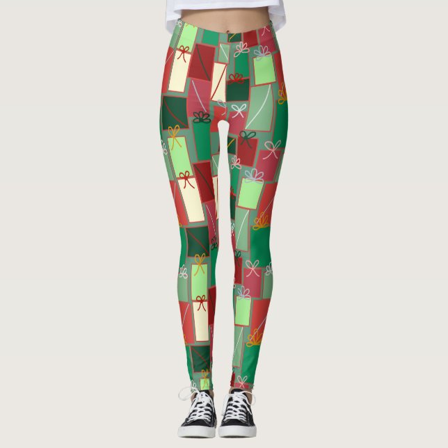 Julpresenter med band och slingor leggings (Framsida)