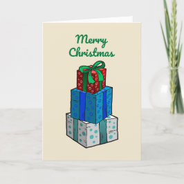 Julpresenter på ett julkort helgkort