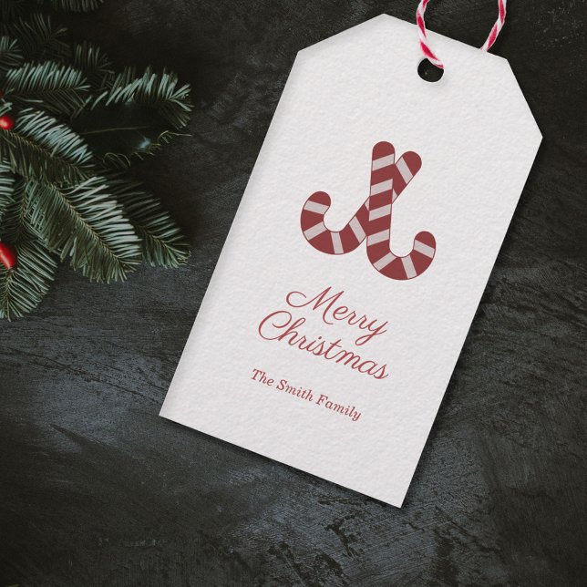 Julpresentetikett för godisbit presentetikett (Christmas Candy Cane Gift Tag)