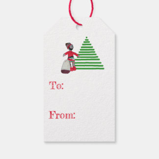Julpresentetikett - Tomte och träd Presentetikett