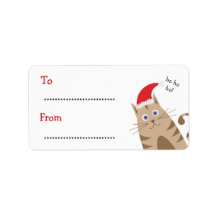 Julpresentetiketter, namn, katt och ho adressetikett