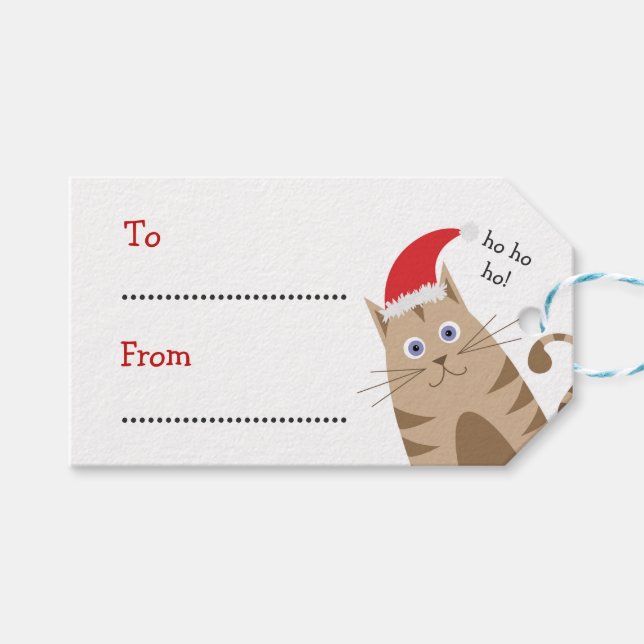 Julpresentetiketter, namn, katt och ho presentetikett (Framsidan (Horisontell))