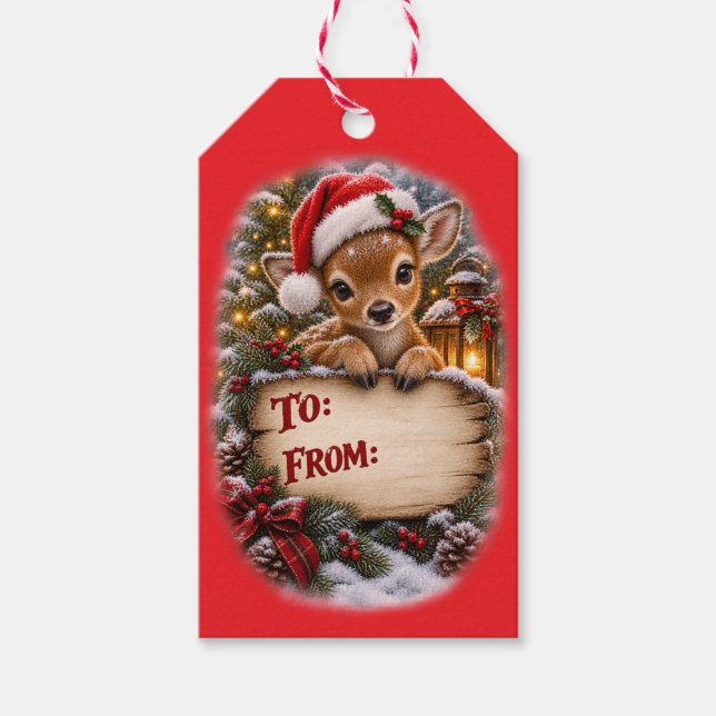 Julpresentkort för älgar presentetikett (Framsidan)