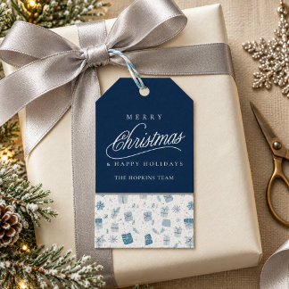 Julpresentkort för företag | Marinblå högtid Presentetikett