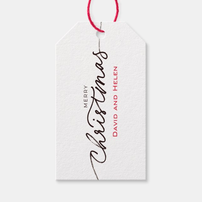 Julpresentkort HANDSKRIVEN GOD JUL EGET NAMN  Presentetikett (Framsidan)