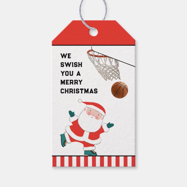 Julpresentkort med baskettema presentetikett (Framsidan)