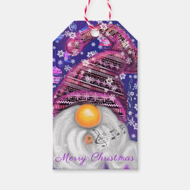 Julpresentkort med tomte presentetikett (Framsidan)